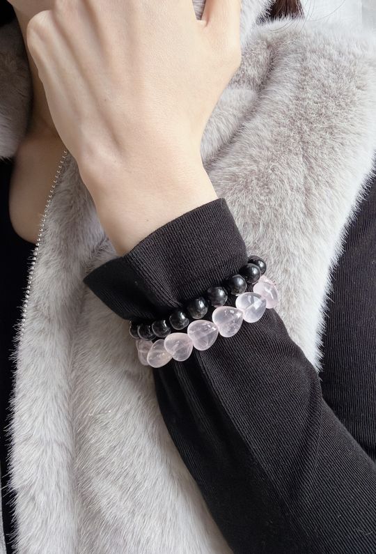 (9MM)高品雙面十字光金運石手鍊 251162-3 {預購+現貨}